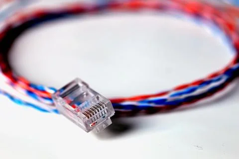 Color plug wire lan Stock Photos