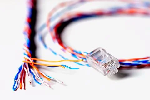 Color plug wire lan Stock Photos