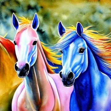 Color portrait of two horses Stock Illustration