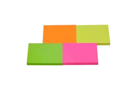 Color post-it on white background. Stock Photos