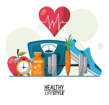 Color poster elements with bubbles and heartbeat rhythm with elements sport イラスト素材