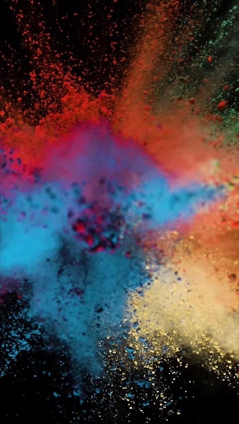 Color Powder Exploding on Black Background Vertical Video 4k Stock Footage 320070312