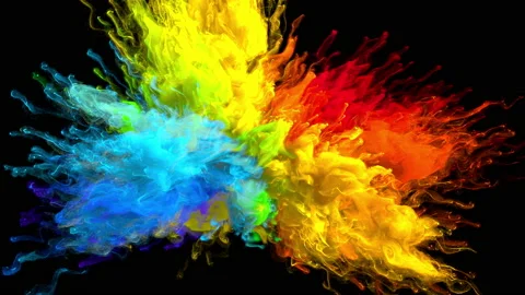 Color powder explosion colorful burst smoke fluid ink particles alpha channel Stock Footage
