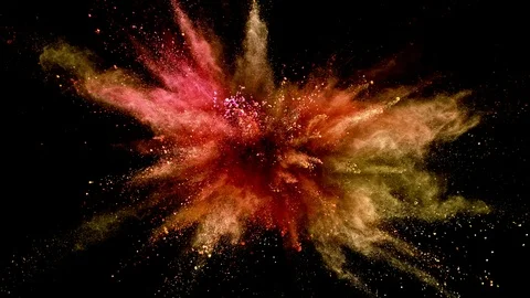 Color powder explosion isolated on black background. Shot with high speed cinema Stock Footage 91028518