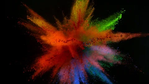 Color powder explosion in super slow motion isolated on black background. Shot Stock Footage 101897033