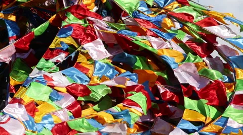 Color prayer flags waving in the wind Stock Footage 40489852