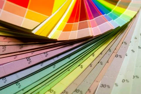 Color print of pantone statistics offset scale. Stock Photos