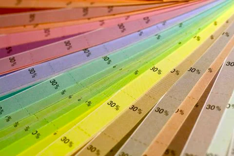 Color print of pantone statistics offset scale. Stock Photos