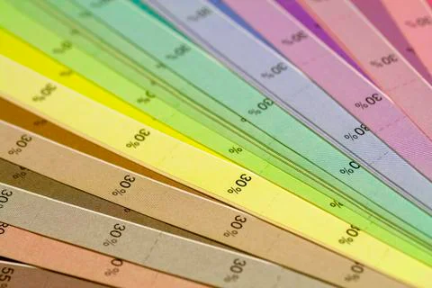 Color print of pantone statistics offset scale. Stock Photos
