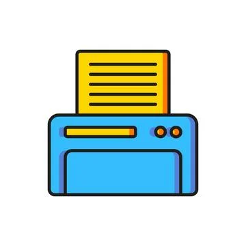 Color Printer icon isolated on white background. Flat filled outline style .. 스톡 일러스트