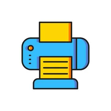 Color Printer icon isolated on white background. Flat filled outline style .. イラスト素材