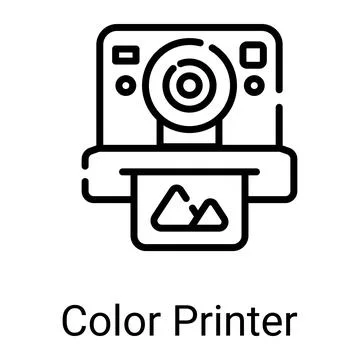 Color printer line icon isolated on white background Illustrazione stock