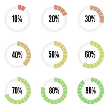 Color progress indicators set, vector illustration for design Stock Illustration
