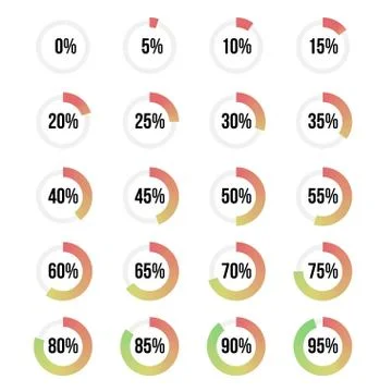 Color progress indicators set, vector illustration for design Stock Illustration