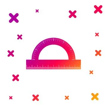 Color Protractor grid for measuring degrees icon isolated on white background Stock Illustration