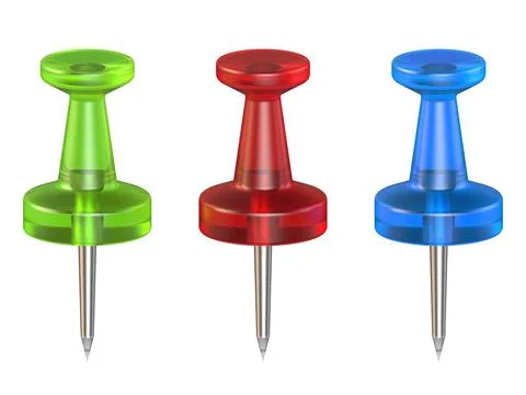 Color push pins. Front view. 3D Color push pins. Front view. 3D render ill... Stock Photos