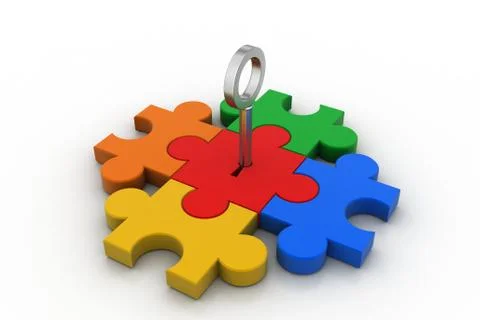 Color Puzzle with key Stock Illustration