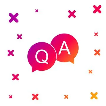 Color Question and Answer mark in speech bubble icon on white background. Q and Stock Illustration