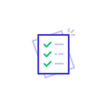 Color questionnaire thin line logo Stock Illustration