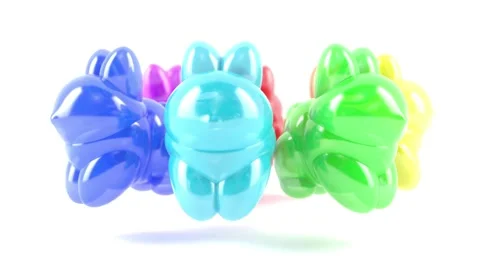 Color rabbits on white bg able to loop endless Stock Footage 331954721