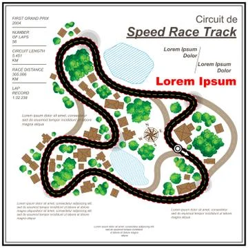 Color race circuit map background Stock Illustration