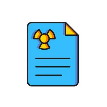 Color Radiation warning document icon isolated on white background. Text fi.. Stock Illustration
