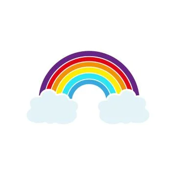 Color Rainbow With Clouds, With Gradient Mesh, Vector Illustration Stock Illustration