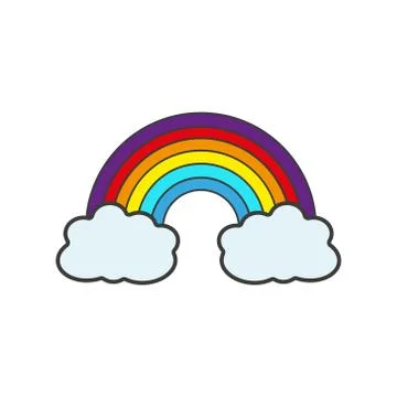 Color Rainbow With Clouds, With Gradient Mesh, Vector Illustration Stock Illustration