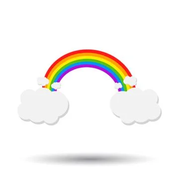 Color rainbow with clouds. Vector illustration on white background Illustrazione stock