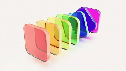 Color rainbow glass boxes on white bg able to loop endless Stock Footage 333415841