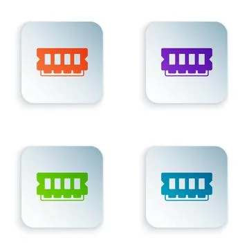 Color RAM, random access memory icon isolated on white background. Set colorful Stock Illustration