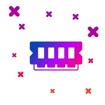 Color RAM, random access memory icon isolated on white background. Gradient.. Stock Illustration