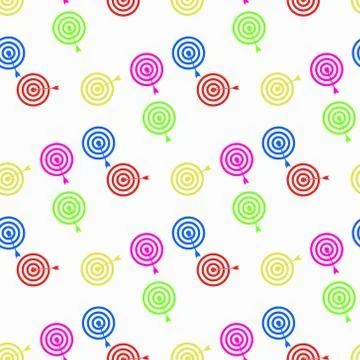Color random seamless pattern Target aim icon, cross aim sign eps10 Illustrazione stock