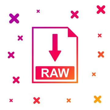 Color RAW file document icon. Download RAW button icon isolated on white 스톡 일러스트