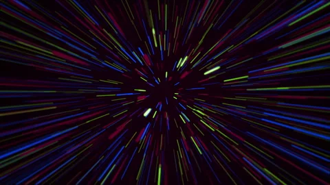 Color rays on black background. Hyperspace Jump forward. Lightspeed Tunnel. S Stock Footage 274048450