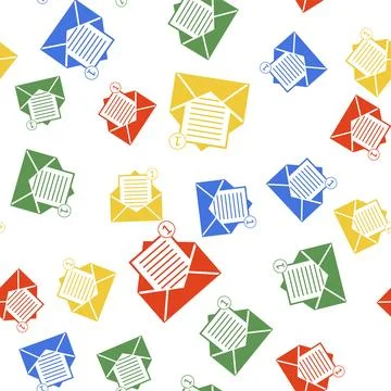 Color Received message concept. Envelope icon isolated seamless pattern on white Stock Illustration