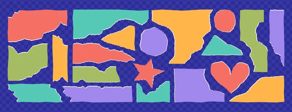 Color rectangle frames with jagged edges or ripped paper sheets Stock Illustration