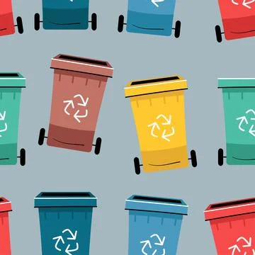 Color Recycle bin with recycle symbol icon isolated seamless pattern Stock Illustration