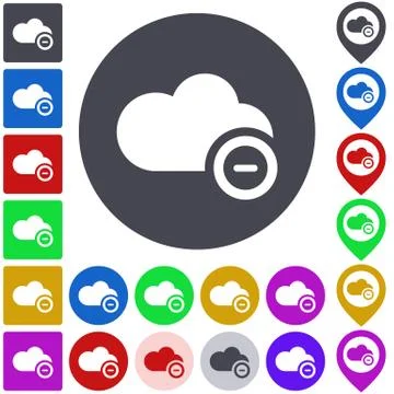 Color remove from cloud icon set Stock Illustration