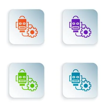 Color Robot setting icon isolated on white background. Artificial intelligence Stock Illustration
