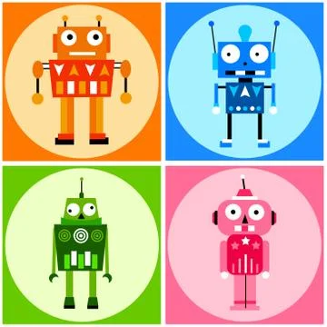 Color robots Stock Illustration
