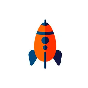 Color of rocket flat vector icon Stock Illustration