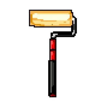 Color roller paint game pixel art vector illustration Stock Illustration