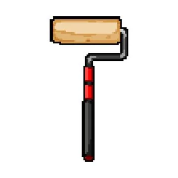Color roller paint pixel art vector illustration Stock Illustration