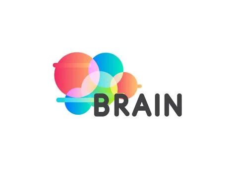 Color round shape vector icon. Creative brain logo template. Round science Stock Illustration