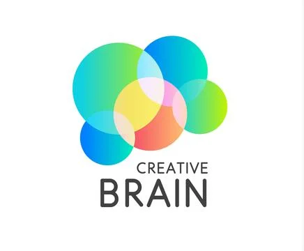 Color round shape vector icon. Creative brain logo template. Round science Stock Illustration