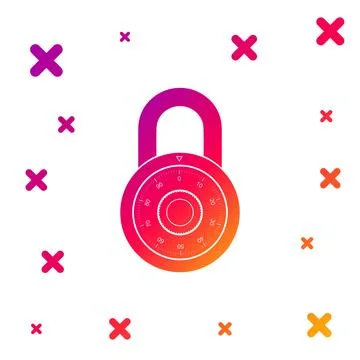 Color Safe combination lock wheel icon isolated on white background. Combination Illustrazione stock