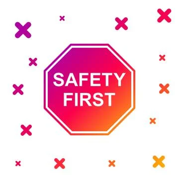 Color Safety First octagonal shape icon isolated on white background. Gradient Stock Illustration