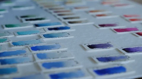 Color samples. Colour palette for design and painting. Stock Footage 129812296