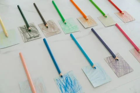 Color samples with pencils Stockfoto's